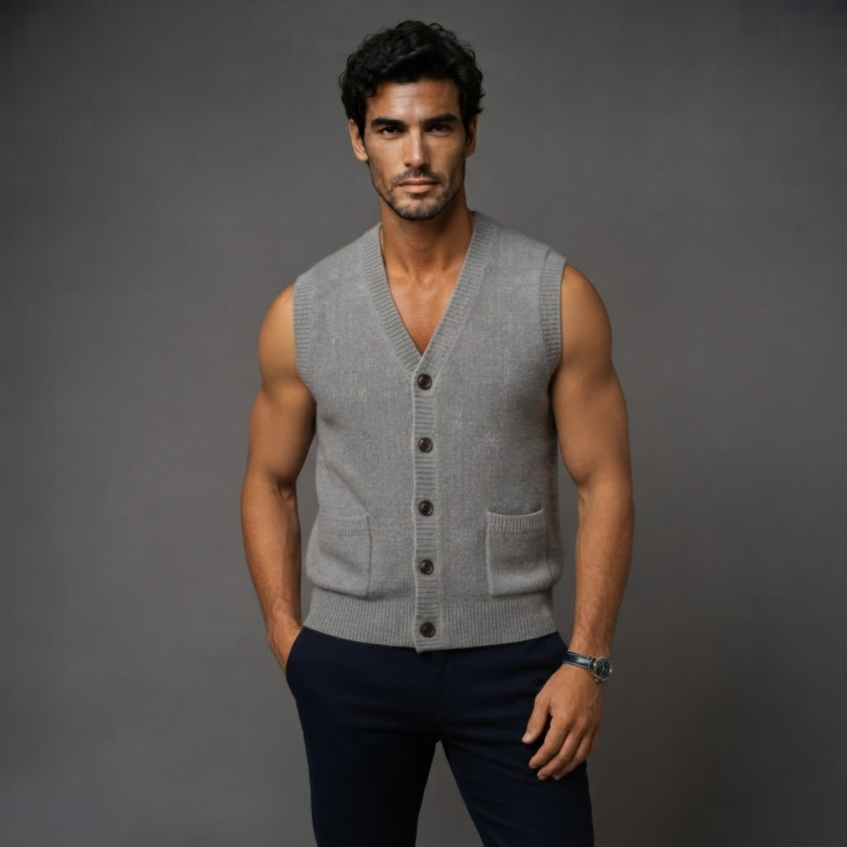 Men’s Smart Casual Button Front Knit Vest