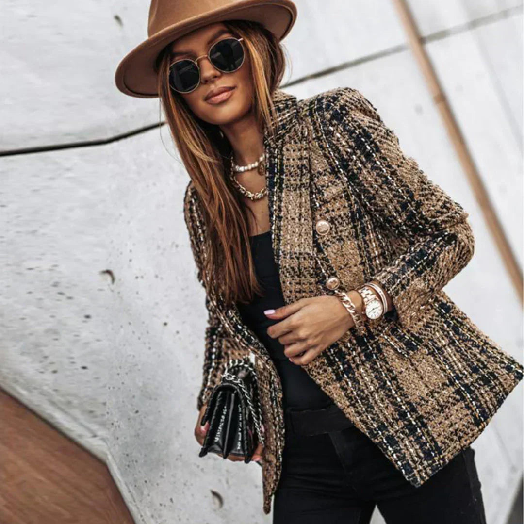 Women's Tweed Jacket with Metal Buttons
