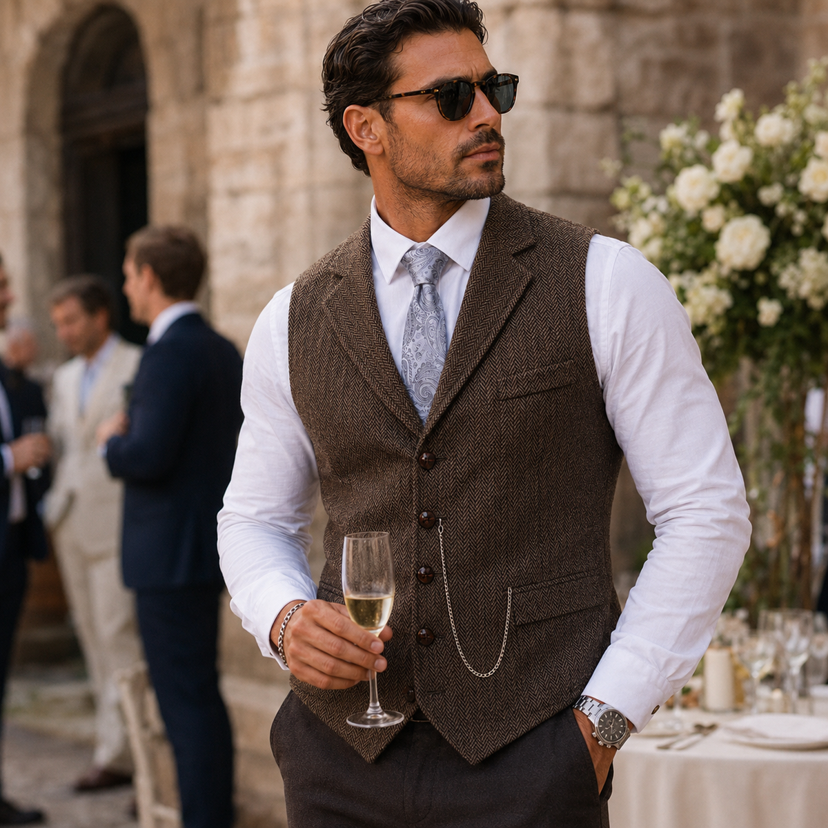 The Glendale Men’s Classic Tailored Tweed Waistcoat Gilet