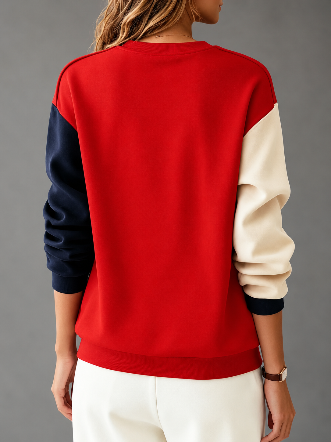Women's Sweatshirt – Colour Block Crew Neck Sweatshirt