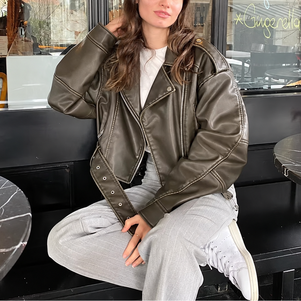 Women's Cropped Jacket – Black Vintage Biker Style