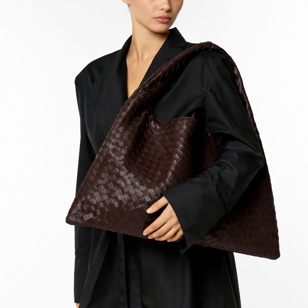 Woven Shoulder Bag – Vegan Leather Everyday Tote Bag