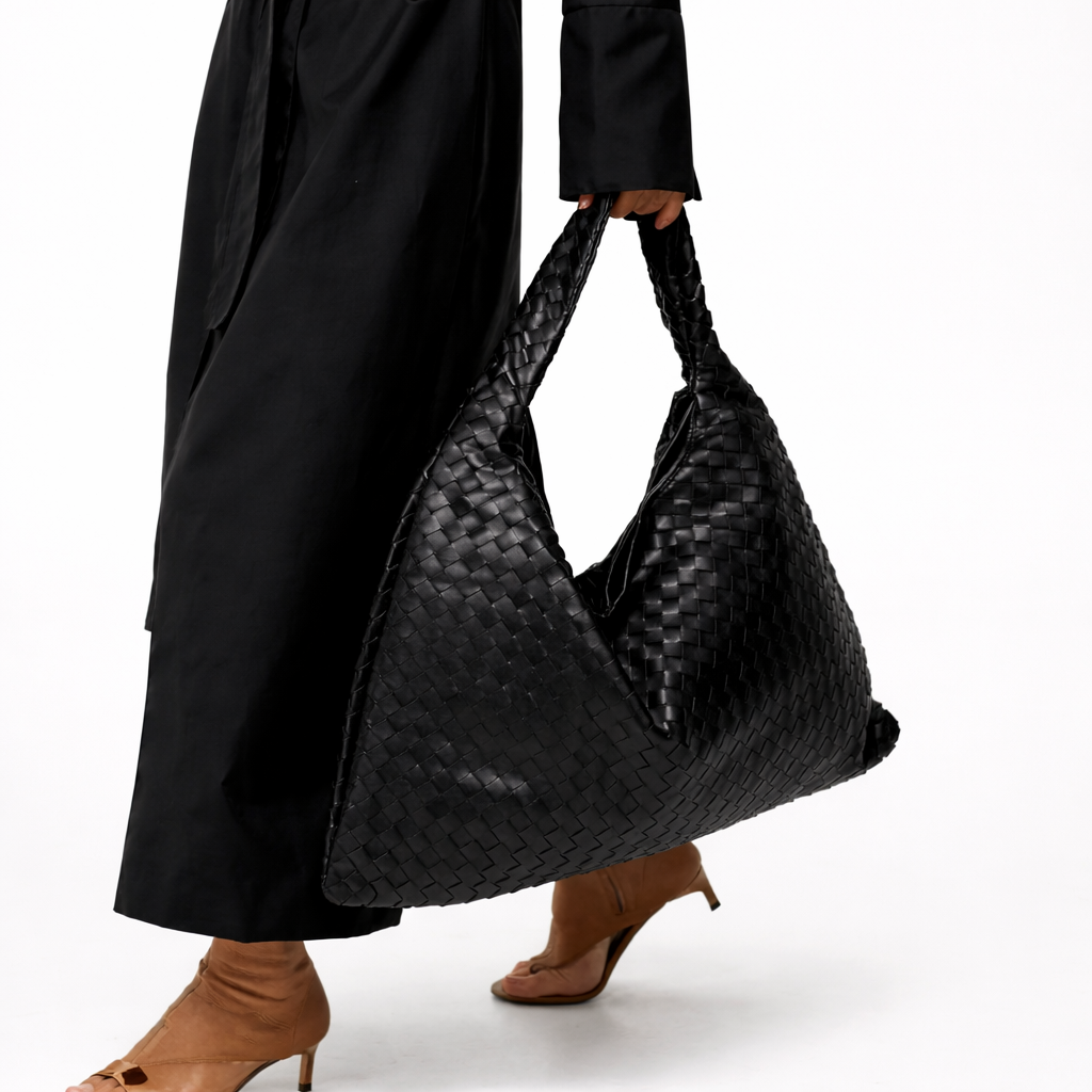 Woven Shoulder Bag – Vegan Leather Everyday Tote Bag