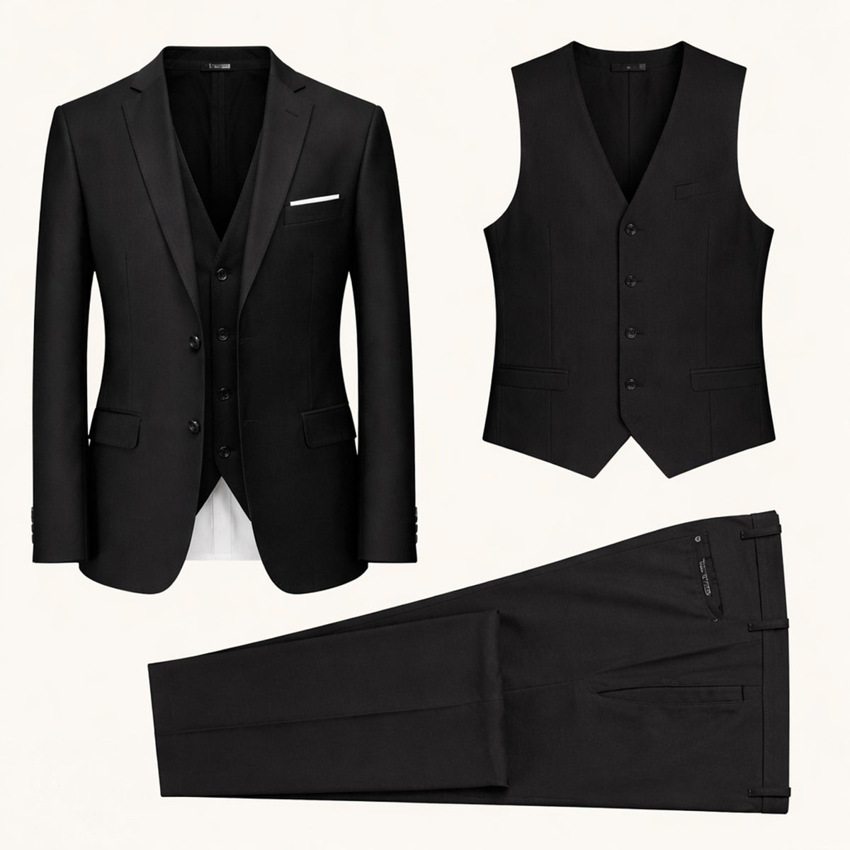 Men’s 3 Piece Suit – The Pesaro - Slim Fit Formal Wedding & Business Suit Set