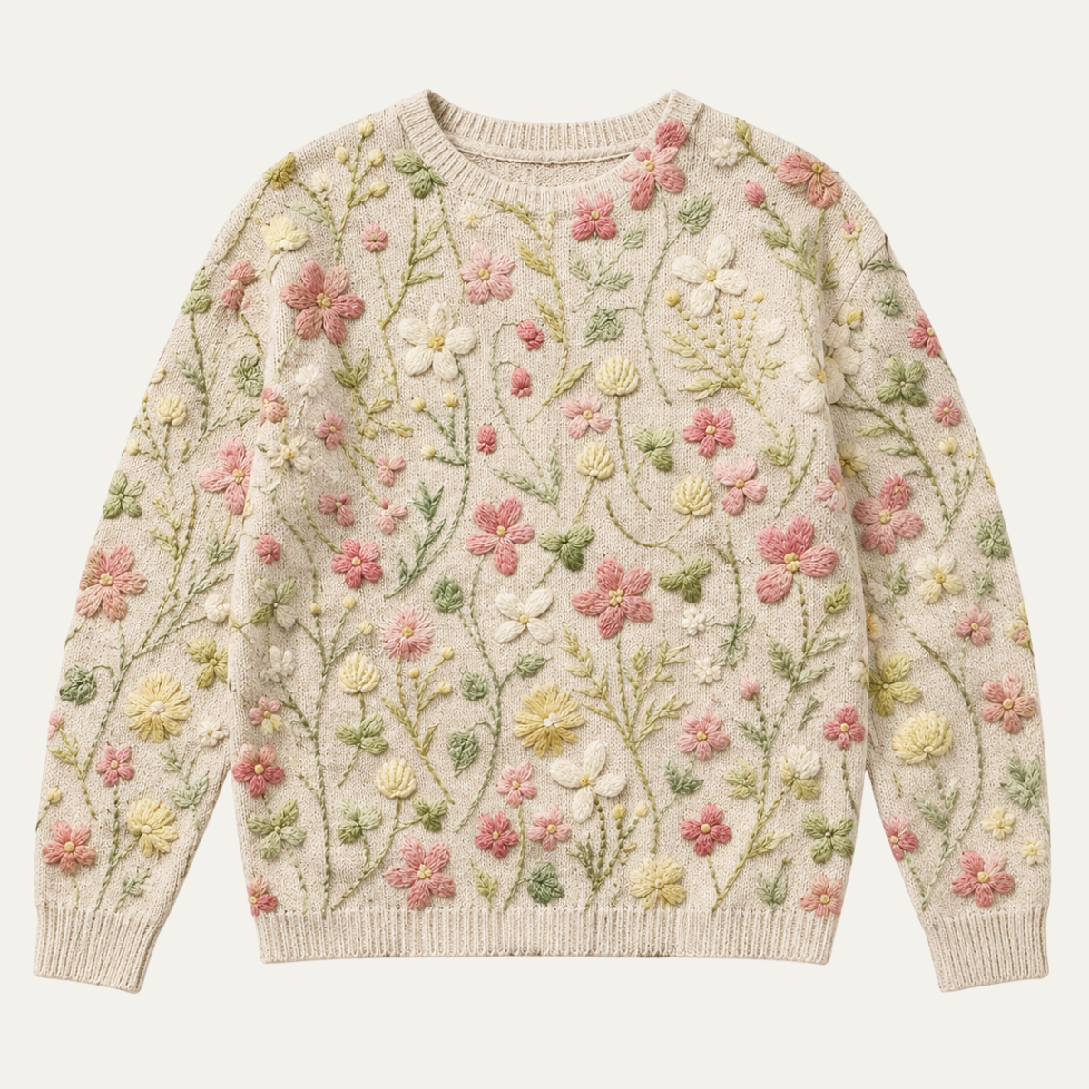 Women's Floral Embroidered Jumpers with Crew Neck