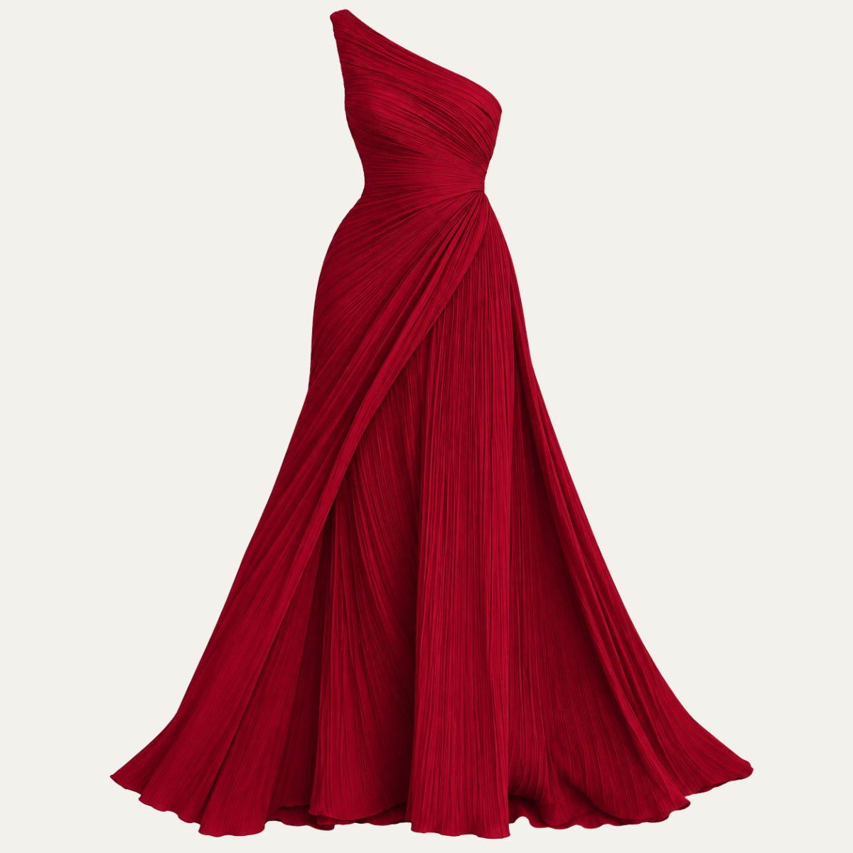 Women's One Shoulder Maxi Dress – Pleated Occasion Dress