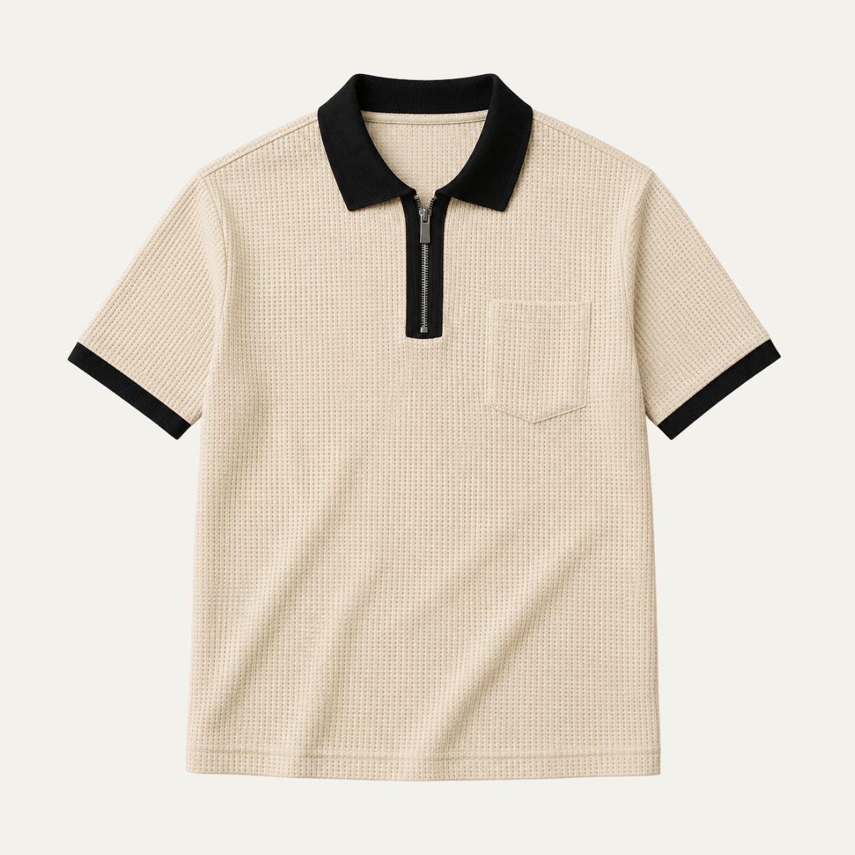 The Trastevere Men's Smart Contrast Collar Zip Polo Shirt