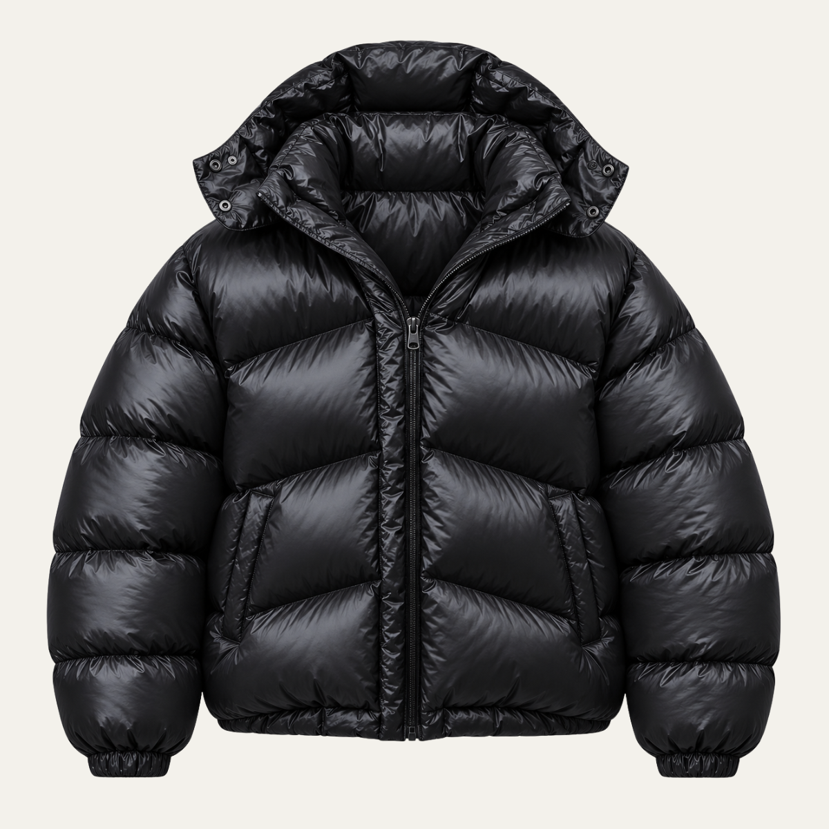 Women's Cropped Puffer Jacket – Glossy Hooded Padded Coat