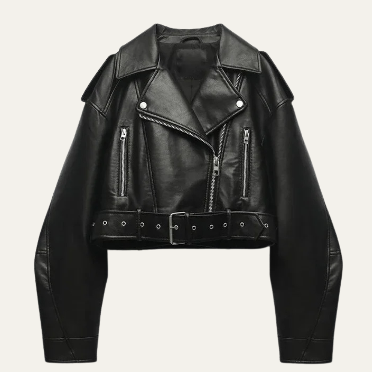 Women's Cropped Jacket – Black Vintage Biker Style