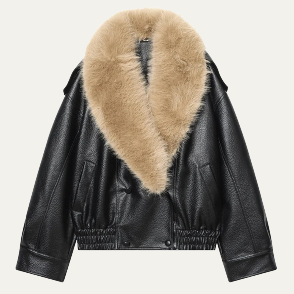 Women's Faux Fur Collar Jacket – Oversized Black Coat