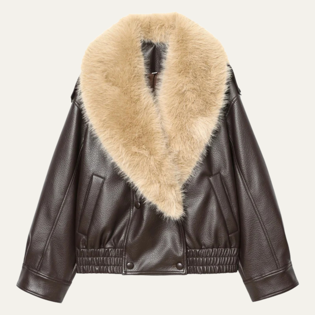 Women's Faux Fur Collar Jacket – Oversized Brown Coat