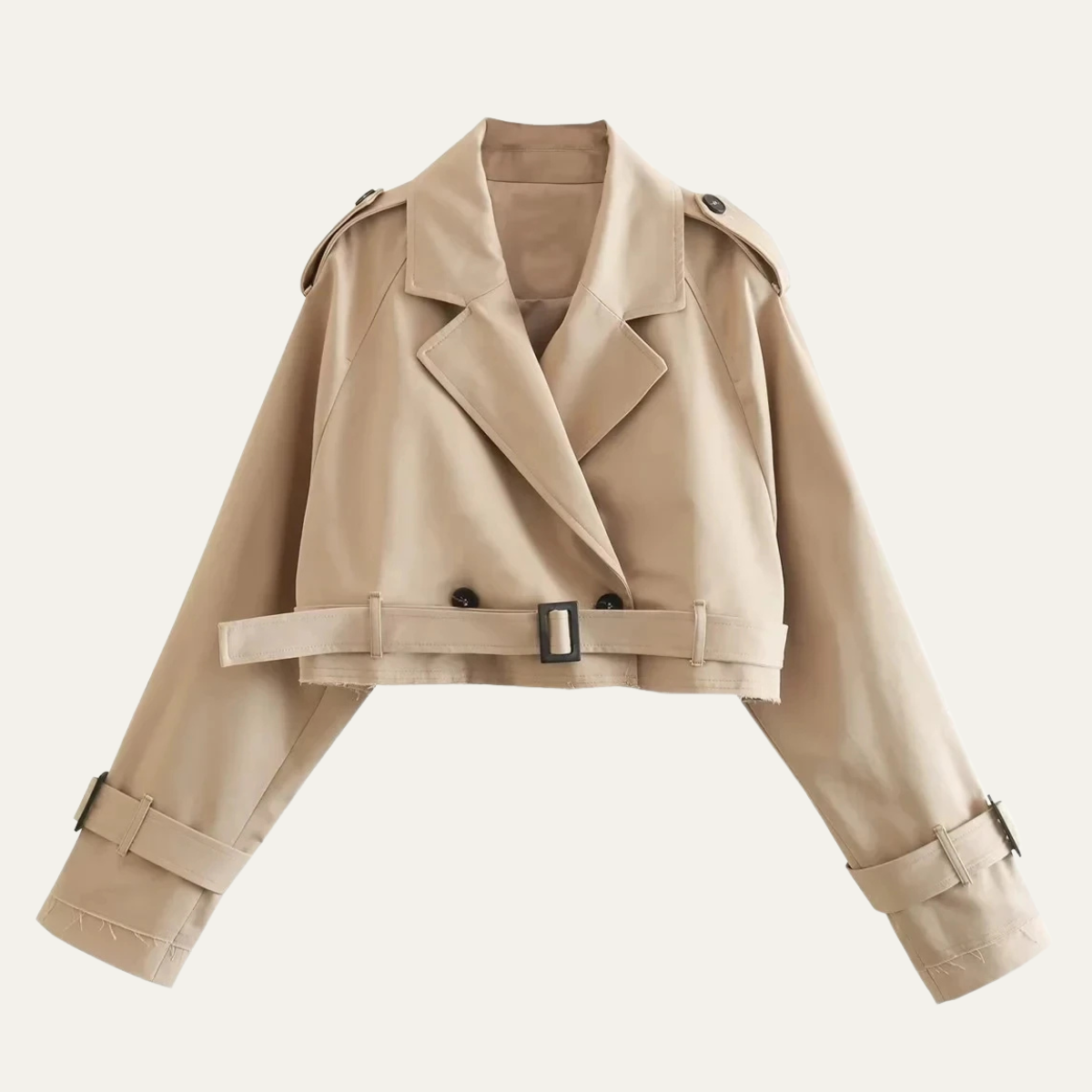 Women's Cropped Trench Coat – Belted Waist Jacket
