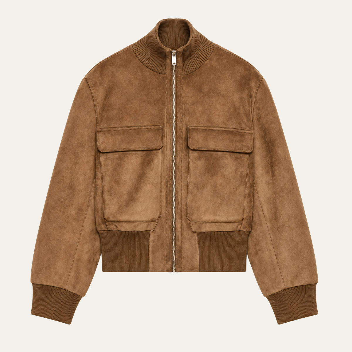 Women's Cropped Bomber Jacket – Brown Suede Jacket