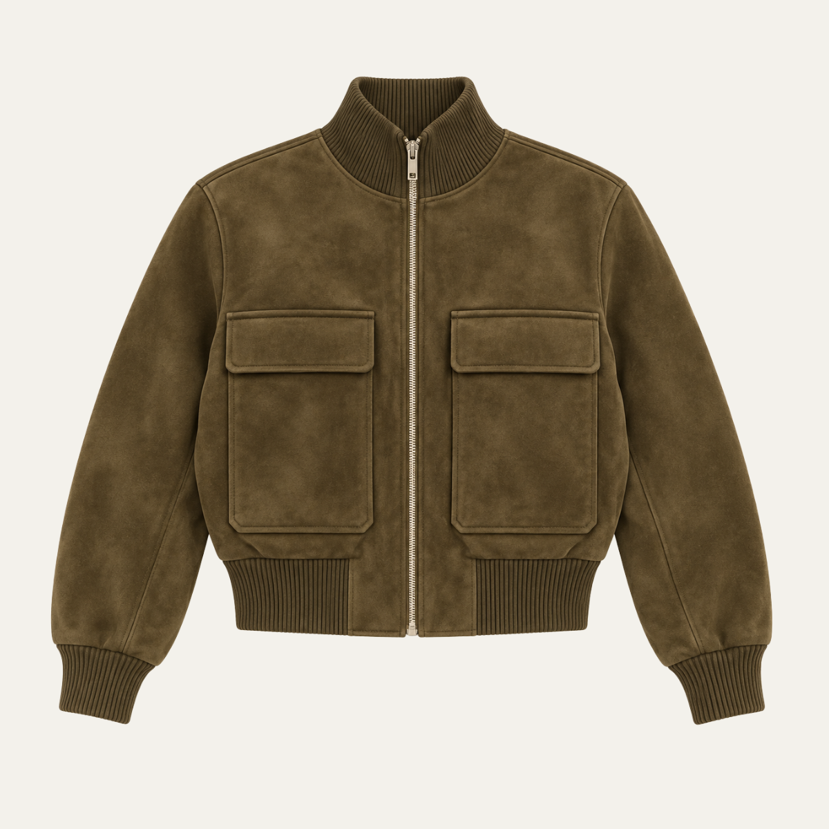 Women's Cropped Bomber Jacket – Dark Brown Suede Jacket