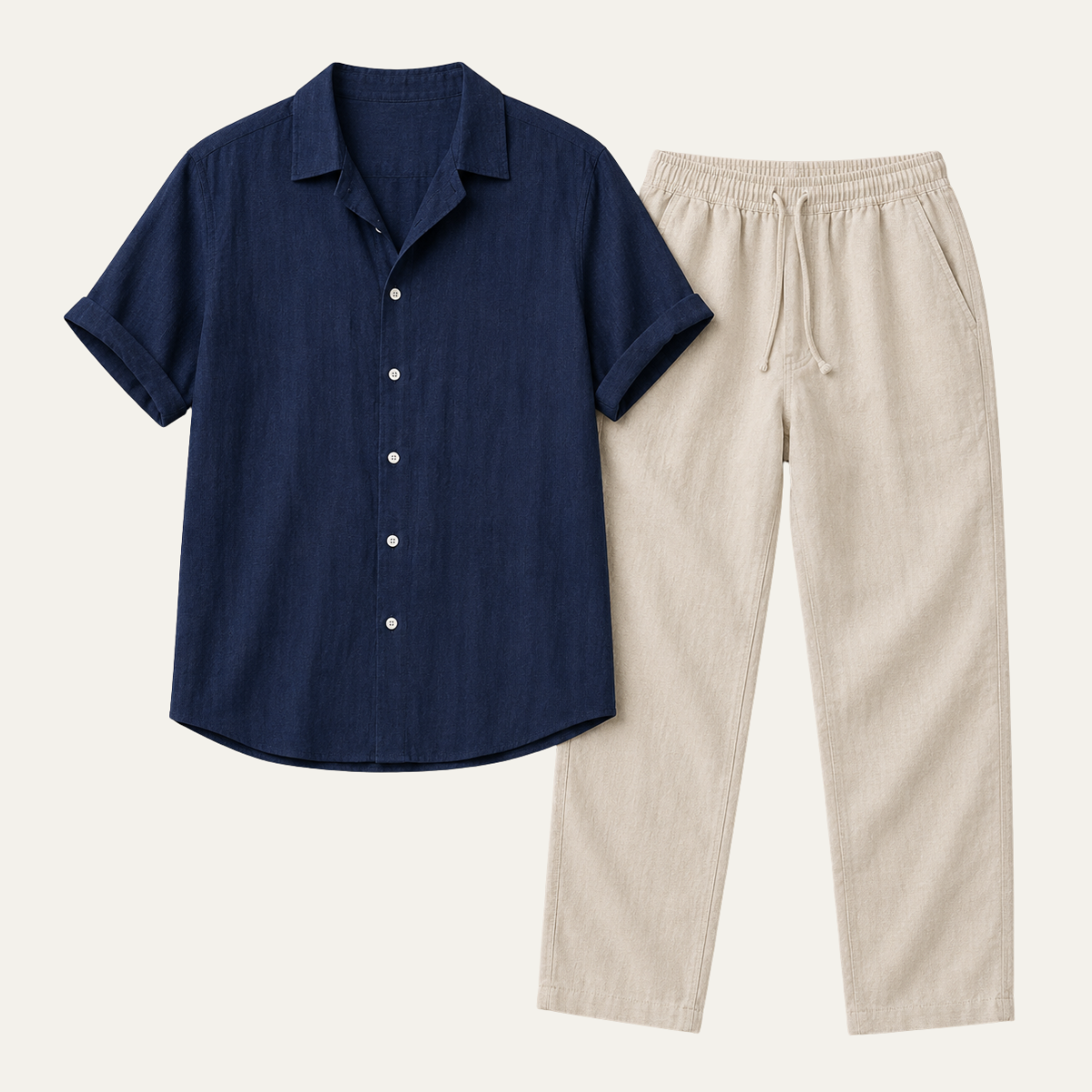 The Stresa Men's Relaxed Fit Linen Shirt &amp; Drawstring Trousers Set