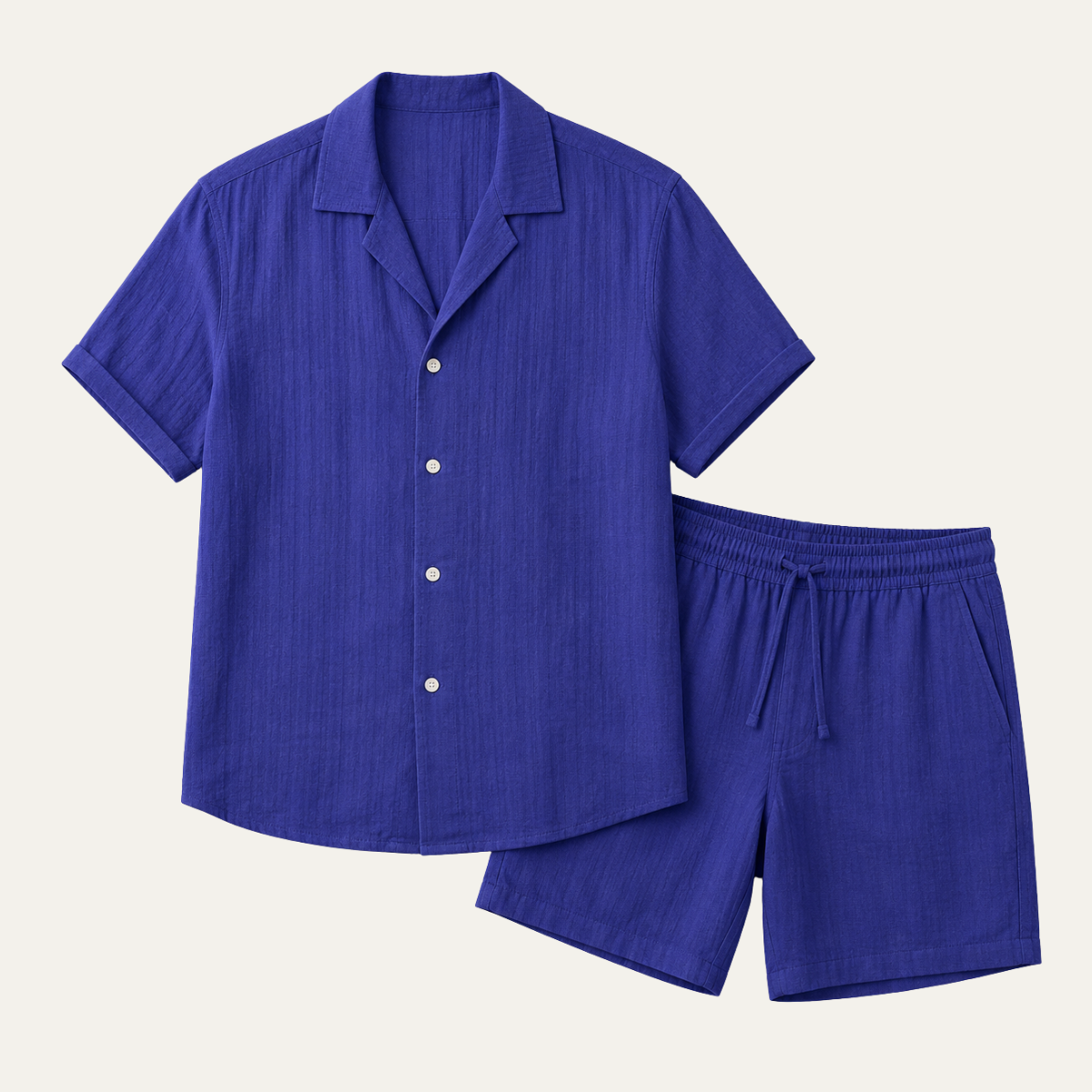 The Perugia Men's Casual Linen Shirt &amp; Shorts Summer Set