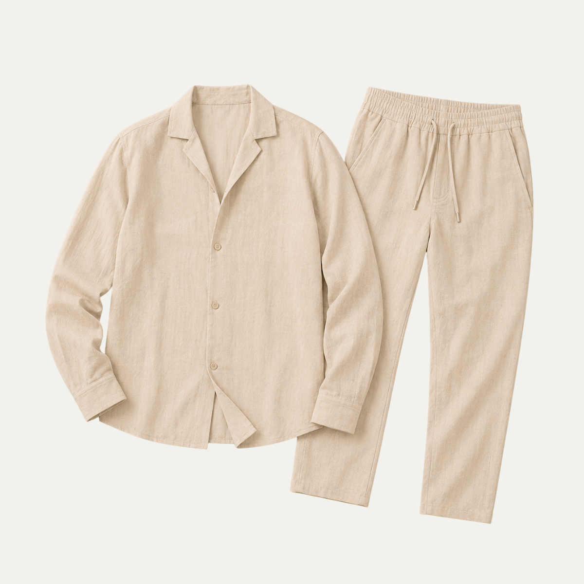 The Villa Como Men's Premium Linen Shirt &amp; Drawstring Pants Set