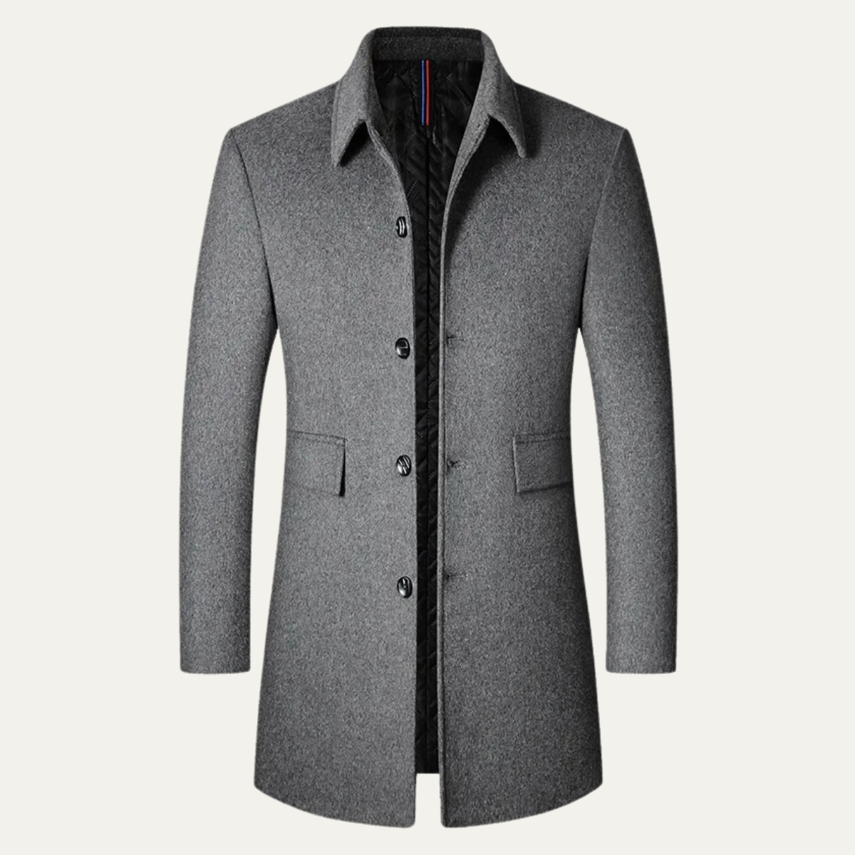 Men's Long Wool Overcoat – Single Breasted