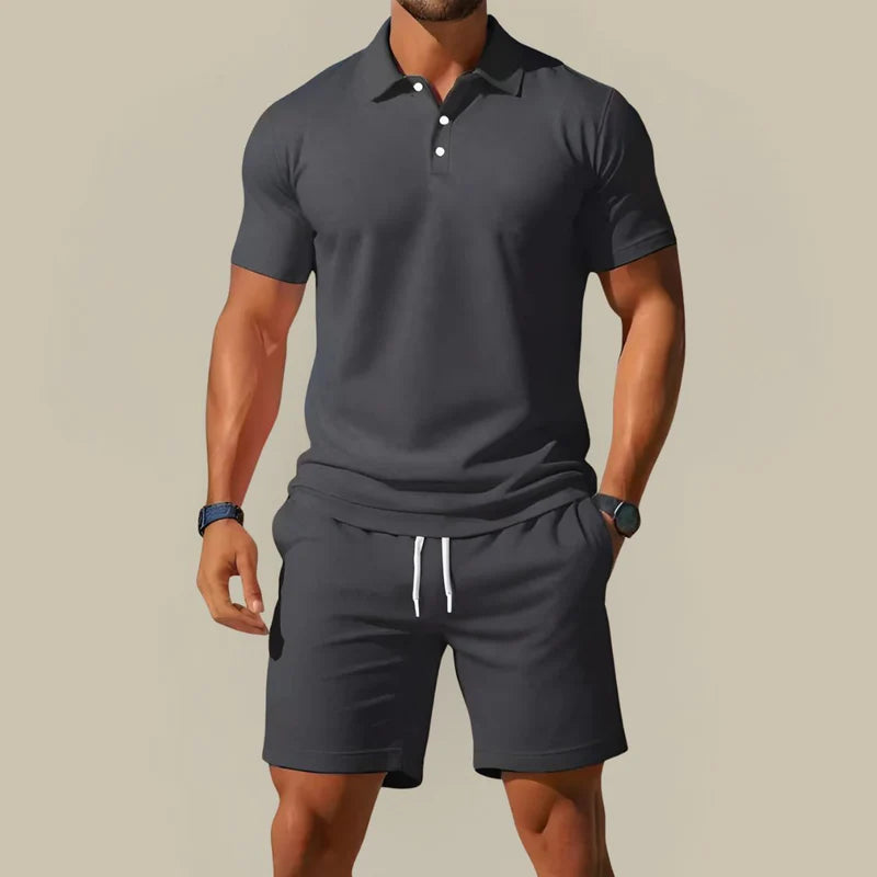 The Barolo Men's Premium Polo Shirt and Drawstring Shorts Set