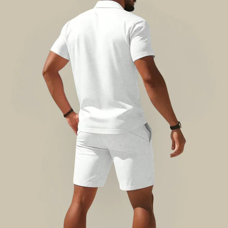 The Barolo Men's Premium Polo Shirt and Drawstring Shorts Set