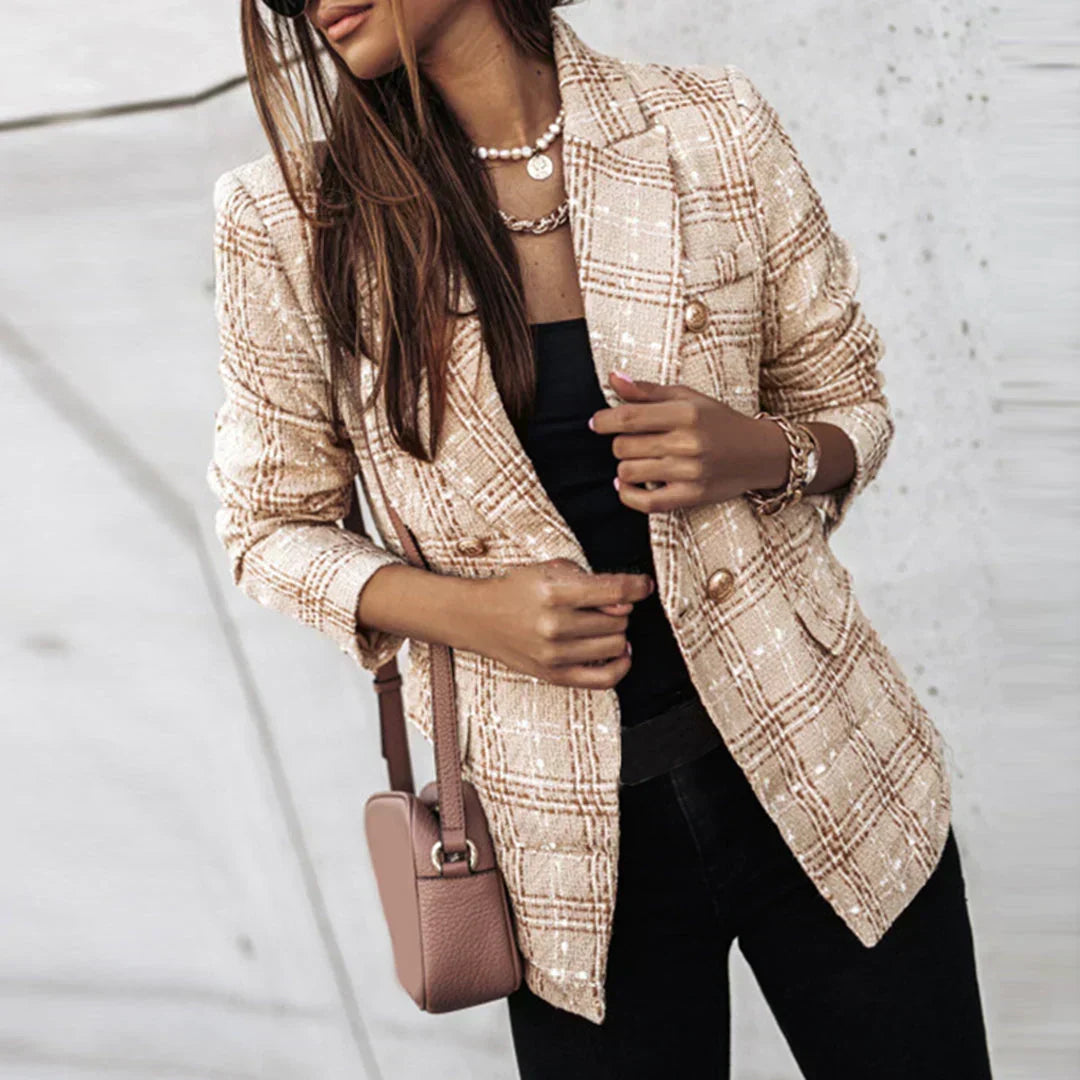 Women's Tweed Jacket with Metal Buttons