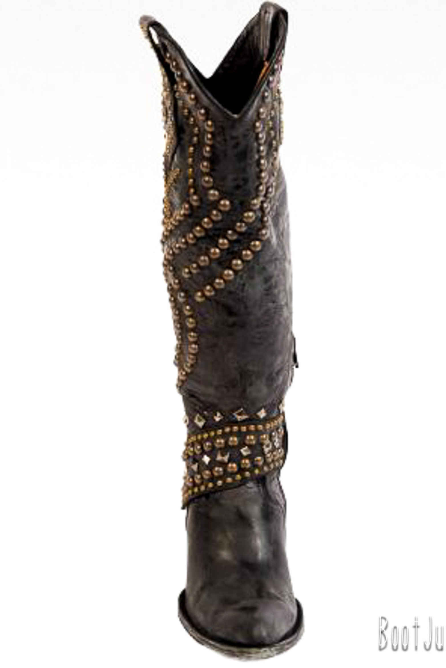 Women's Rhinestone Knee High Cowboy Boots with Pointed Toe Design