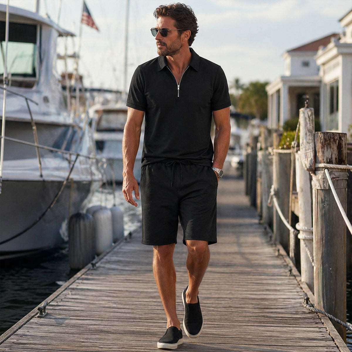 The Cliveden Men’s Elegant Polo Shirt & Shorts Set