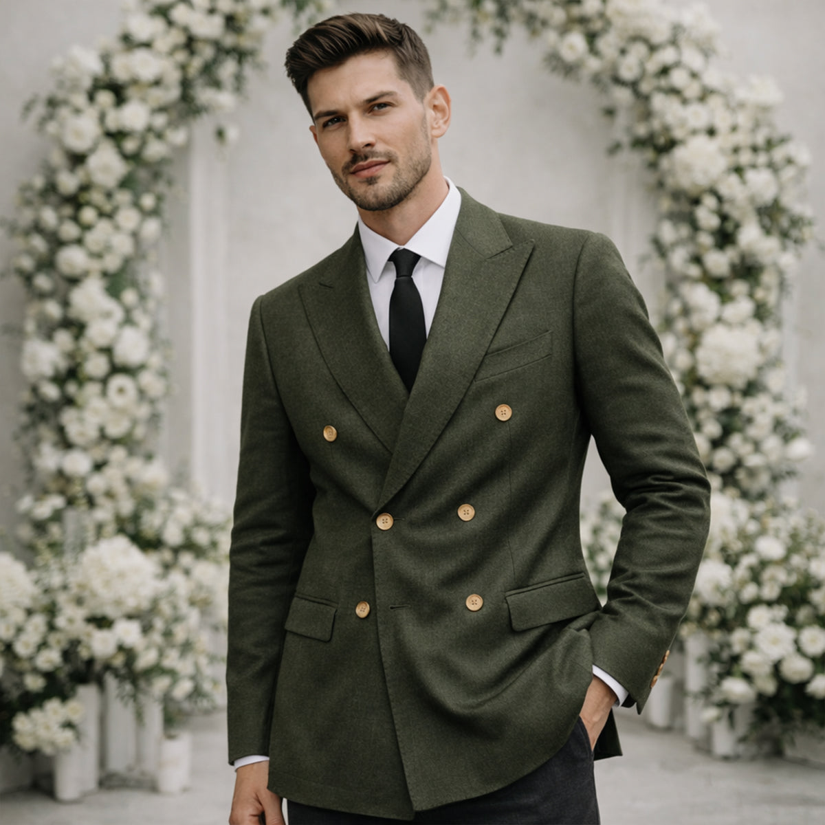 The Castelmola Men’s Elegant Double Breasted Linen Blazer
