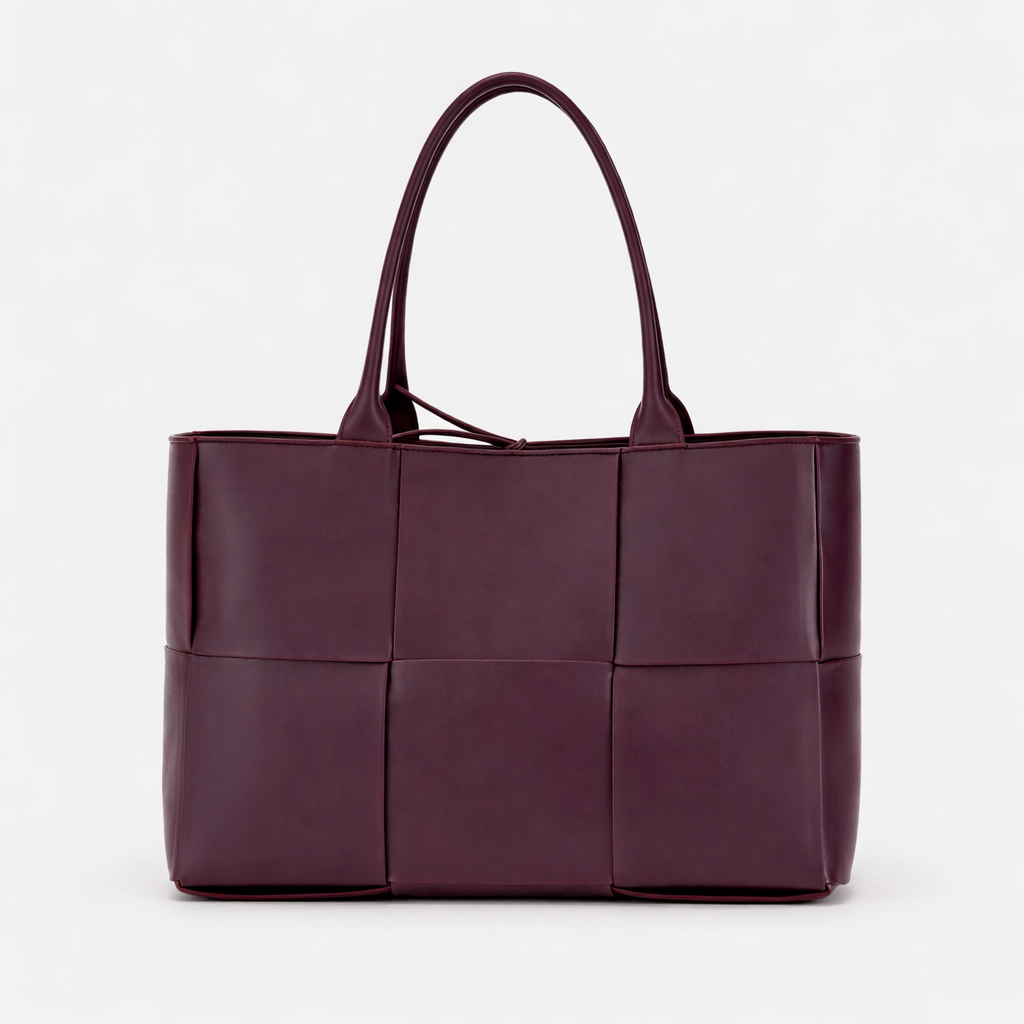Woven Tote Bag – Plush Vegan Leather Handbag