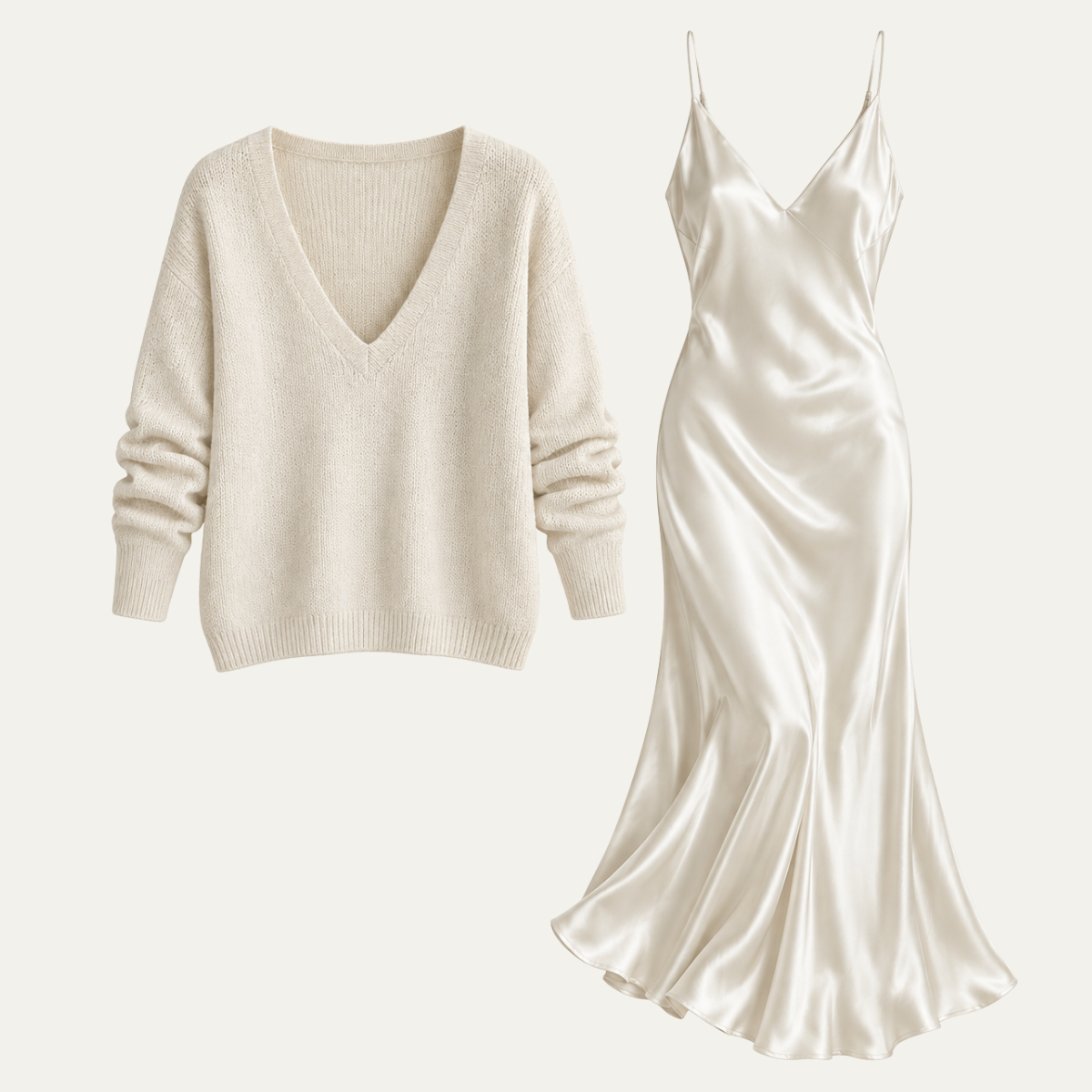 Women's Satin and Knit Two Piece