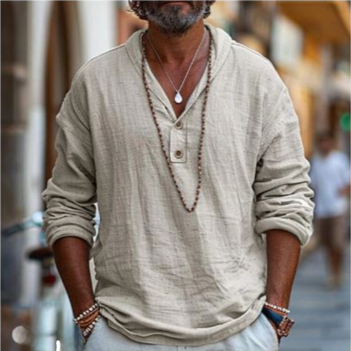 The Trieste Men's Relaxed Fit Linen V Neck Shirt