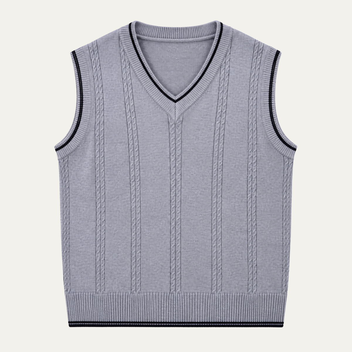 The Barbican Men's V Neck Cable Knit Tank Top