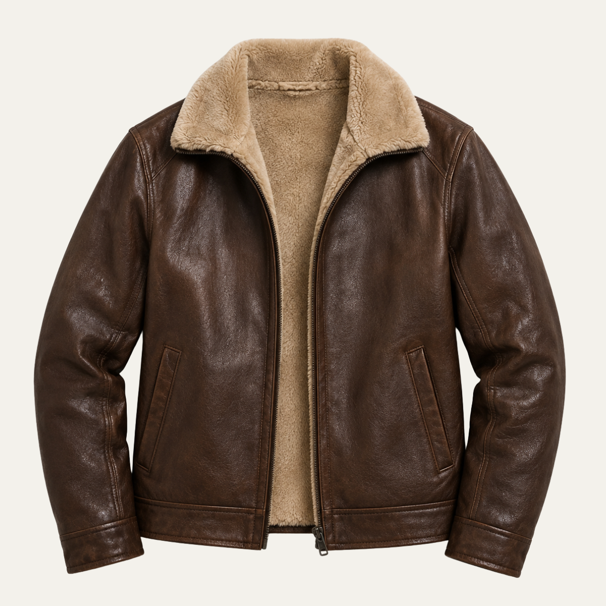 The Napa Valley Men’s Shearling Collar Zip Jacket - Black