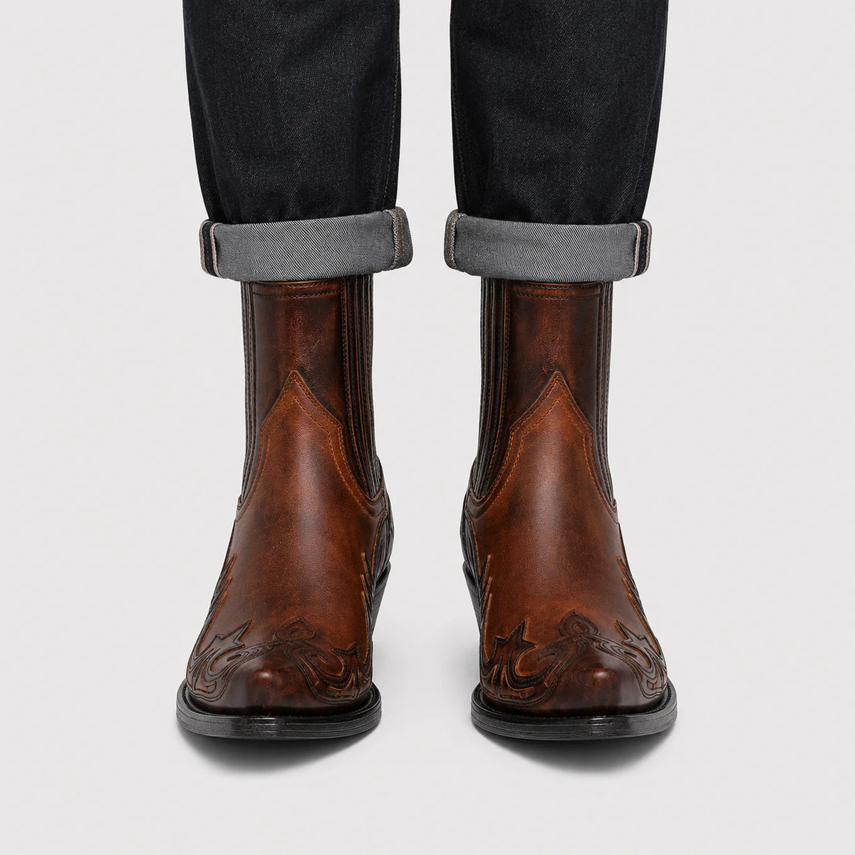 The Charleston Men’s Cowboy Riding Ankle Boots - Brown