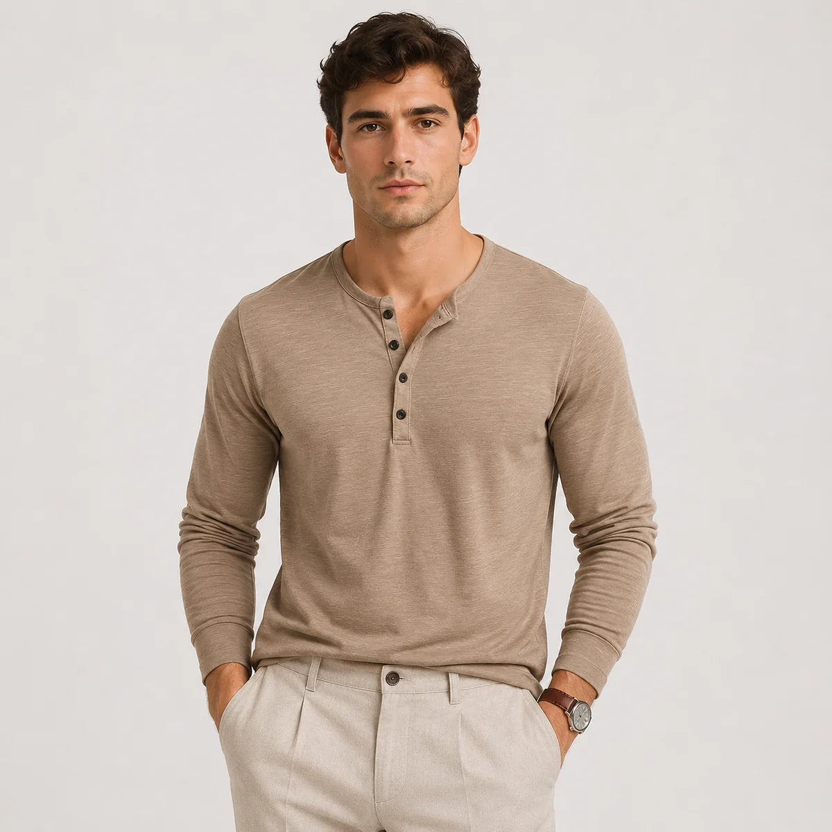 The Sonoma Hills Men’s Soft Long Sleeve Henley Jumpers