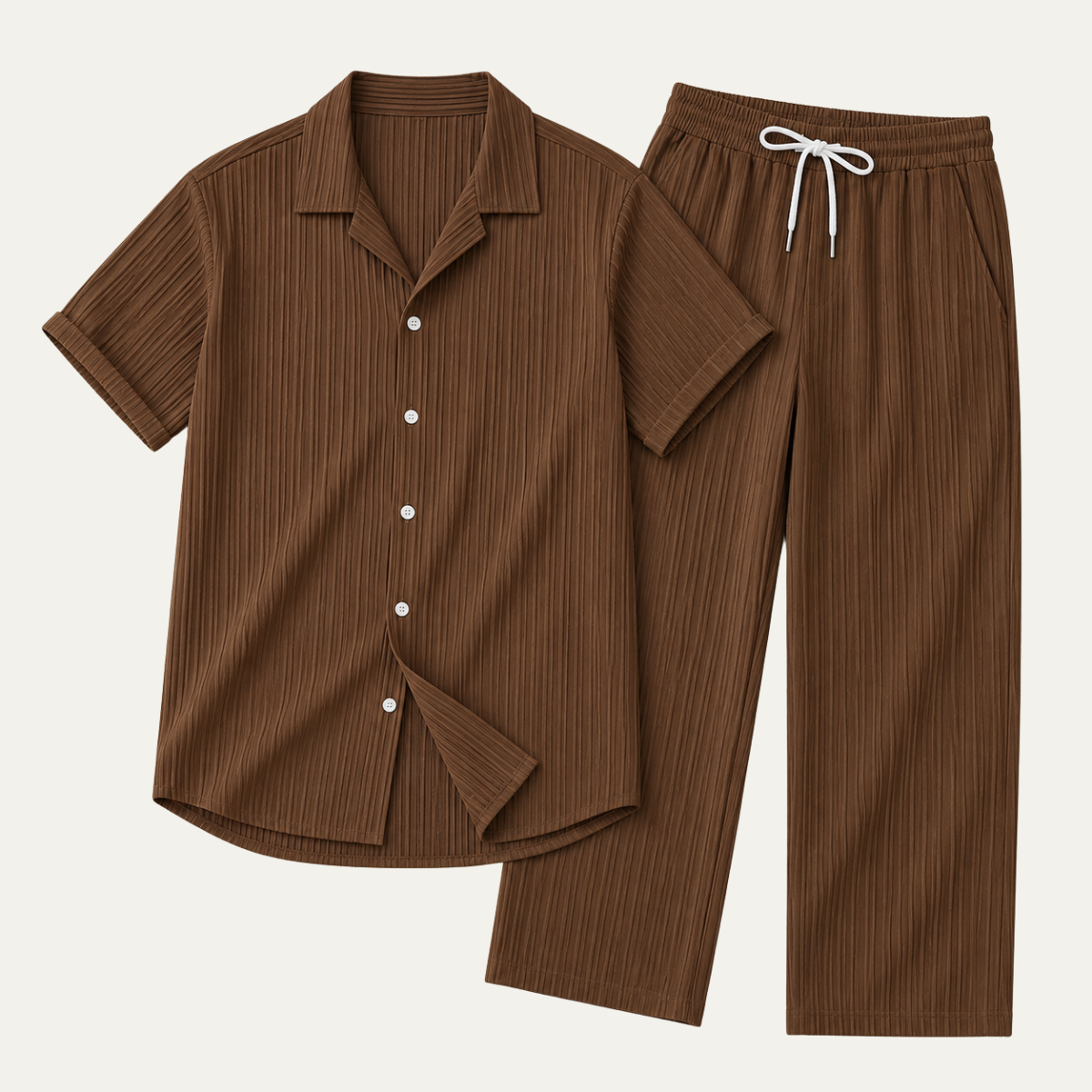 The Langhe Men's Pleated Short Sleeve Shirt and Trouser Set