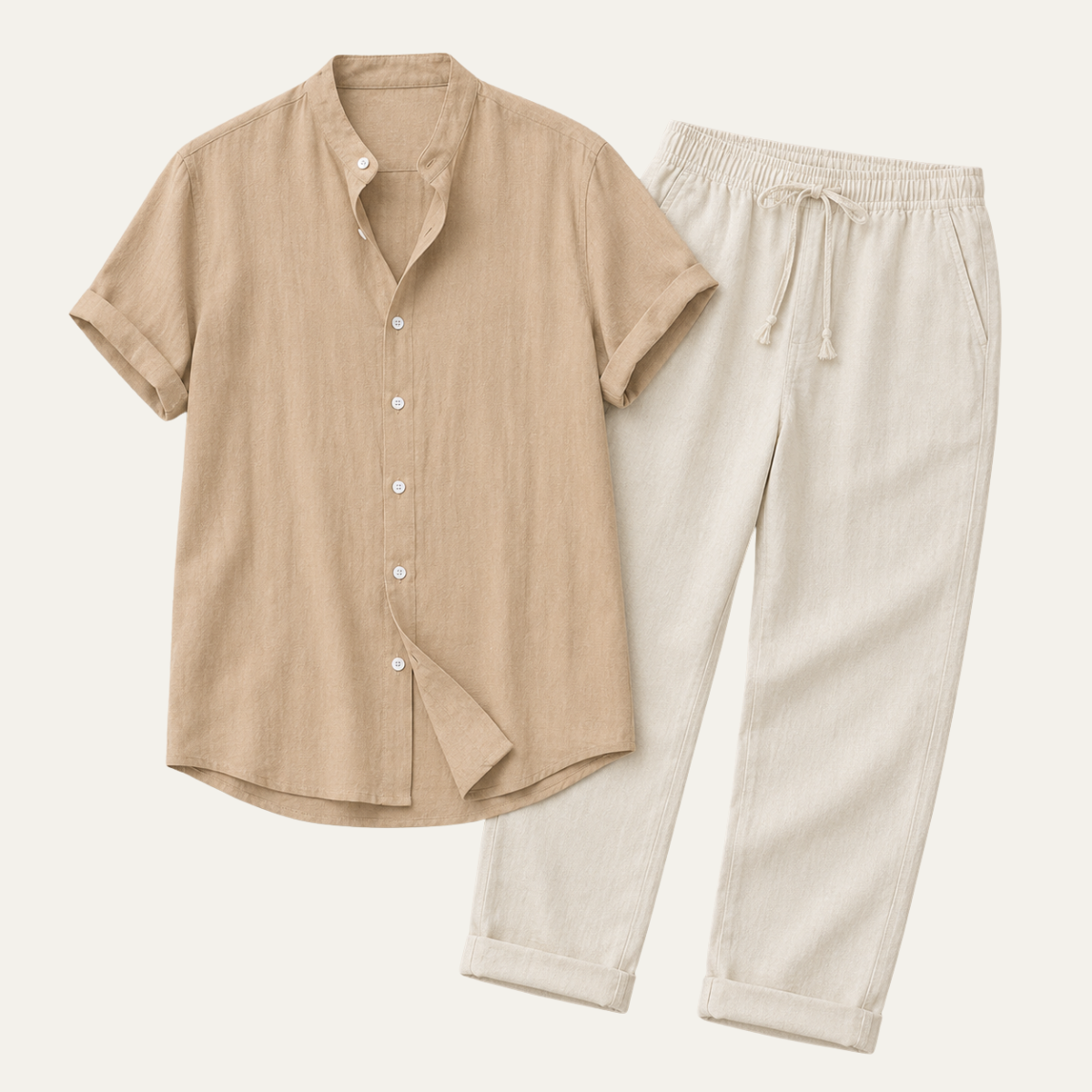 The Brentwood Men's Short Sleeve Linen Shirt &amp; Drawstring Trousers Set