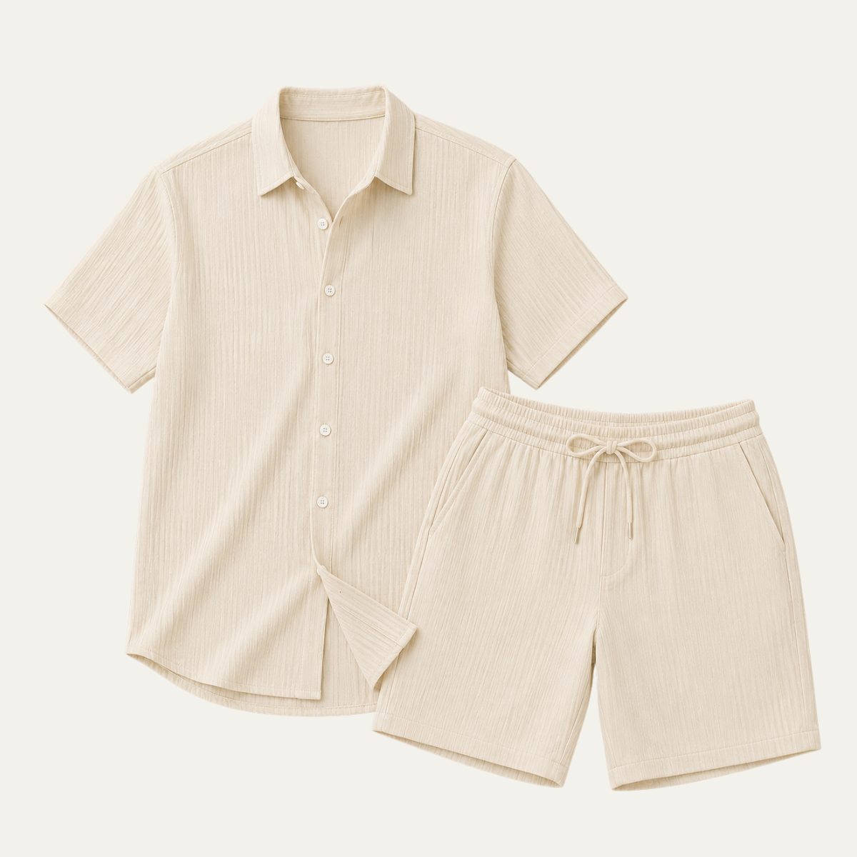 The Cervinia Men's Textured Short Sleeve Shirt and Shorts Co ord Set