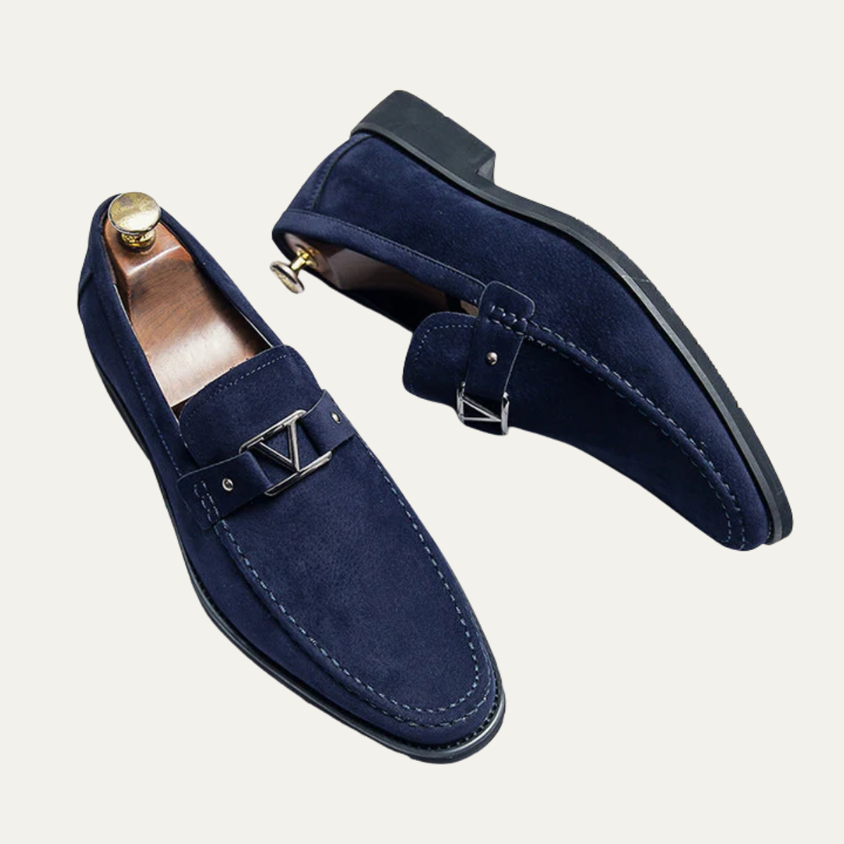 The Toscana Men's Suede Metal Buckle Loafers