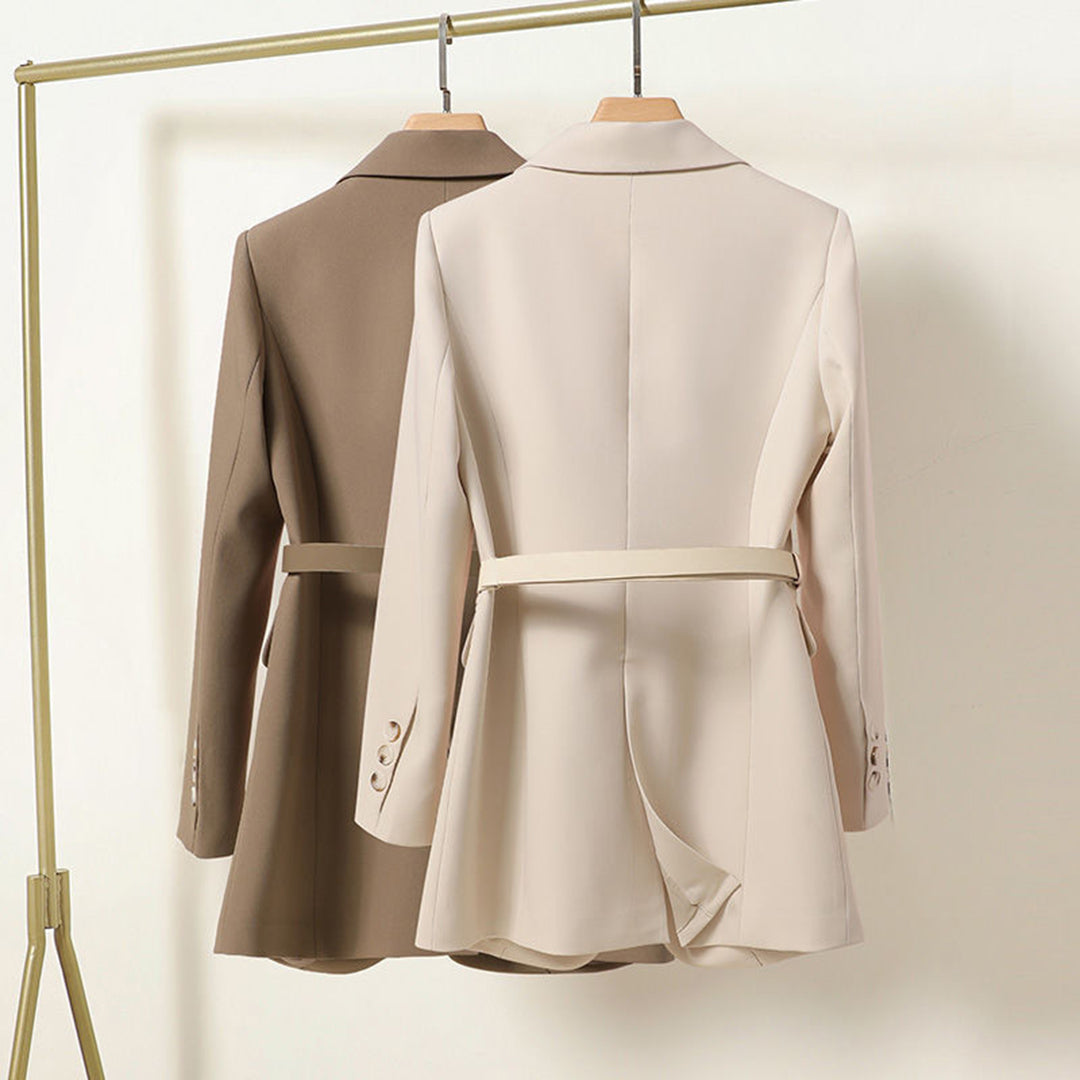 Women's Long Blazer with Fabric Belt
