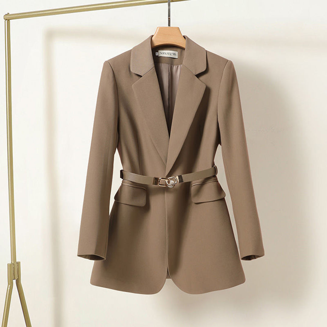 Women's Long Blazer with Fabric Belt
