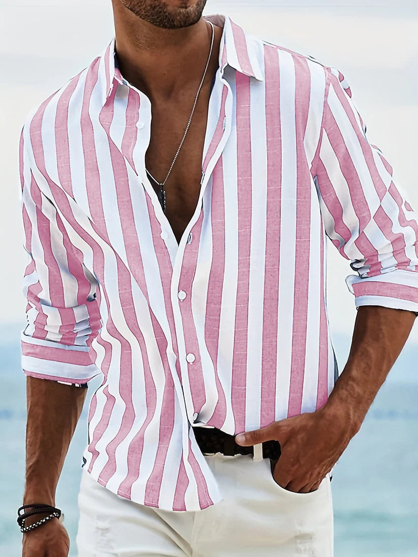 The Cleveland Men's Lightweight Stripe Linen Shirt