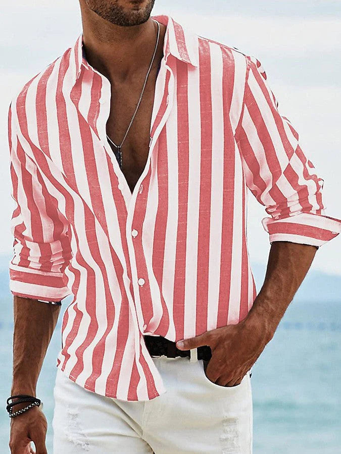 The Cleveland Men's Lightweight Stripe Linen Shirt