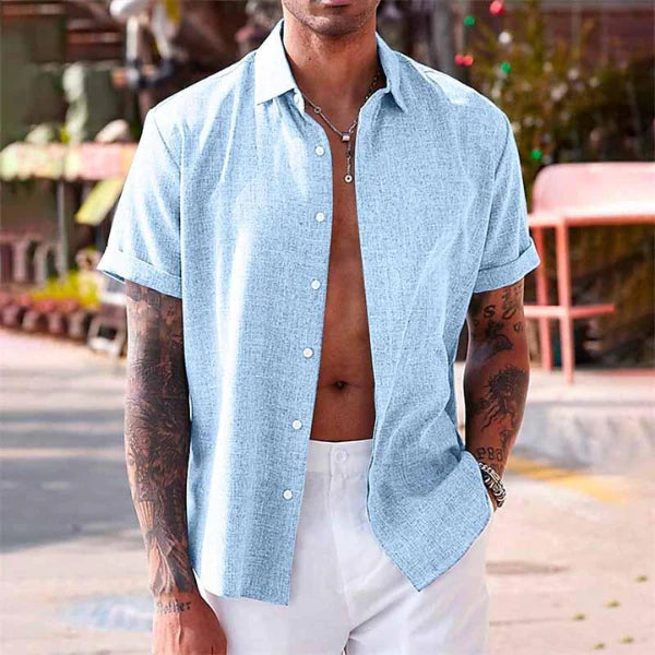 The Greve Men's Breathable Short Sleeve Linen Shirt