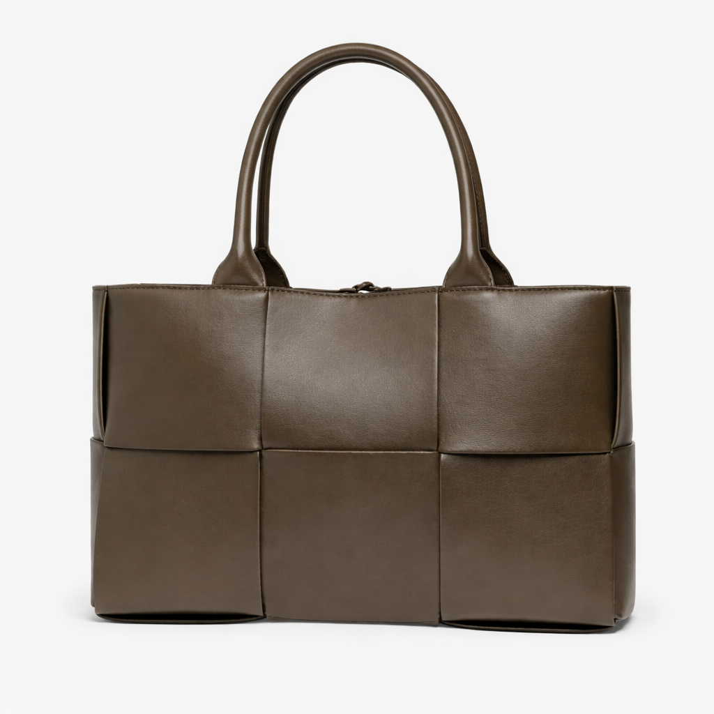 Woven Tote Bag – Plush Vegan Leather Handbag