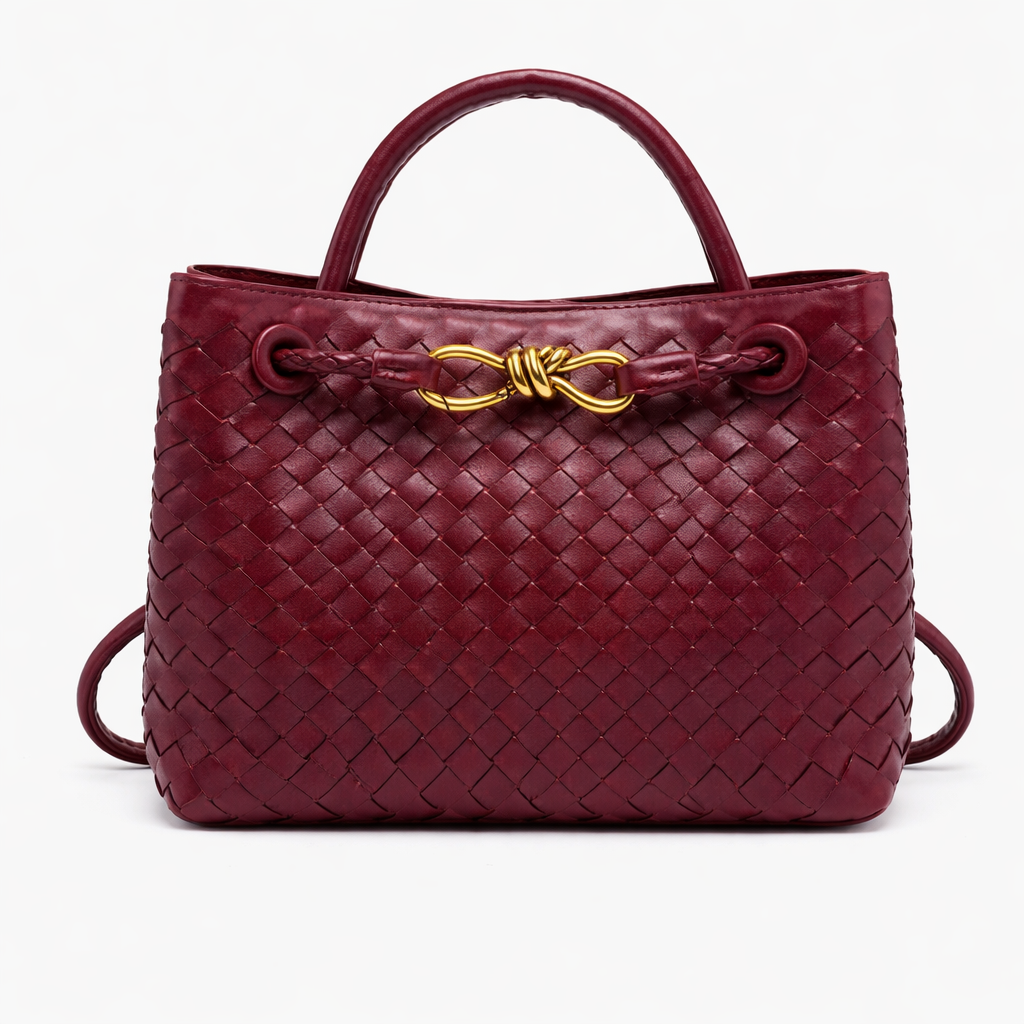 Woven Tote Bag – Soft Vegan Leather Shoulder Bag