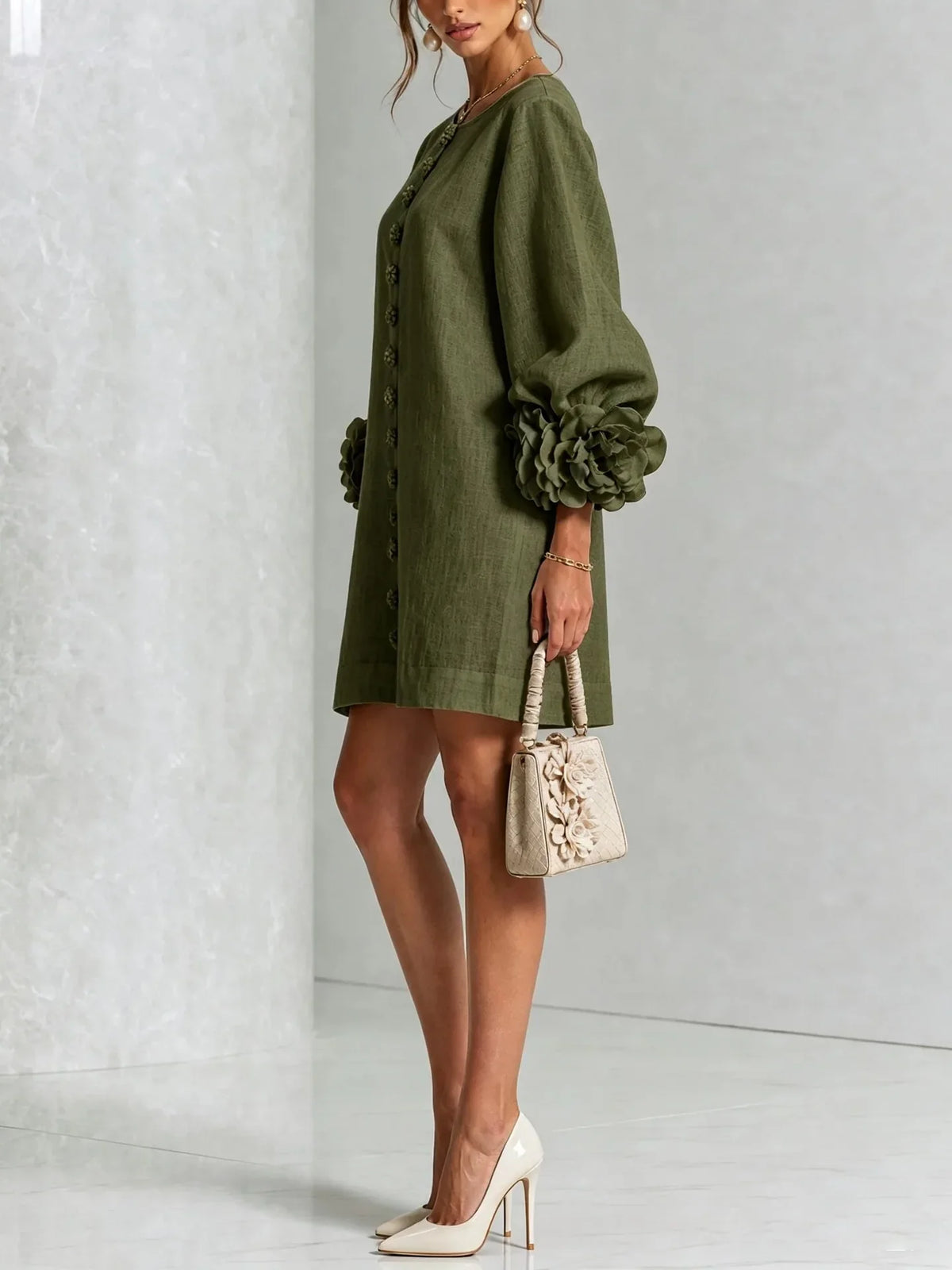 Women's Linen Blend Mini Dress