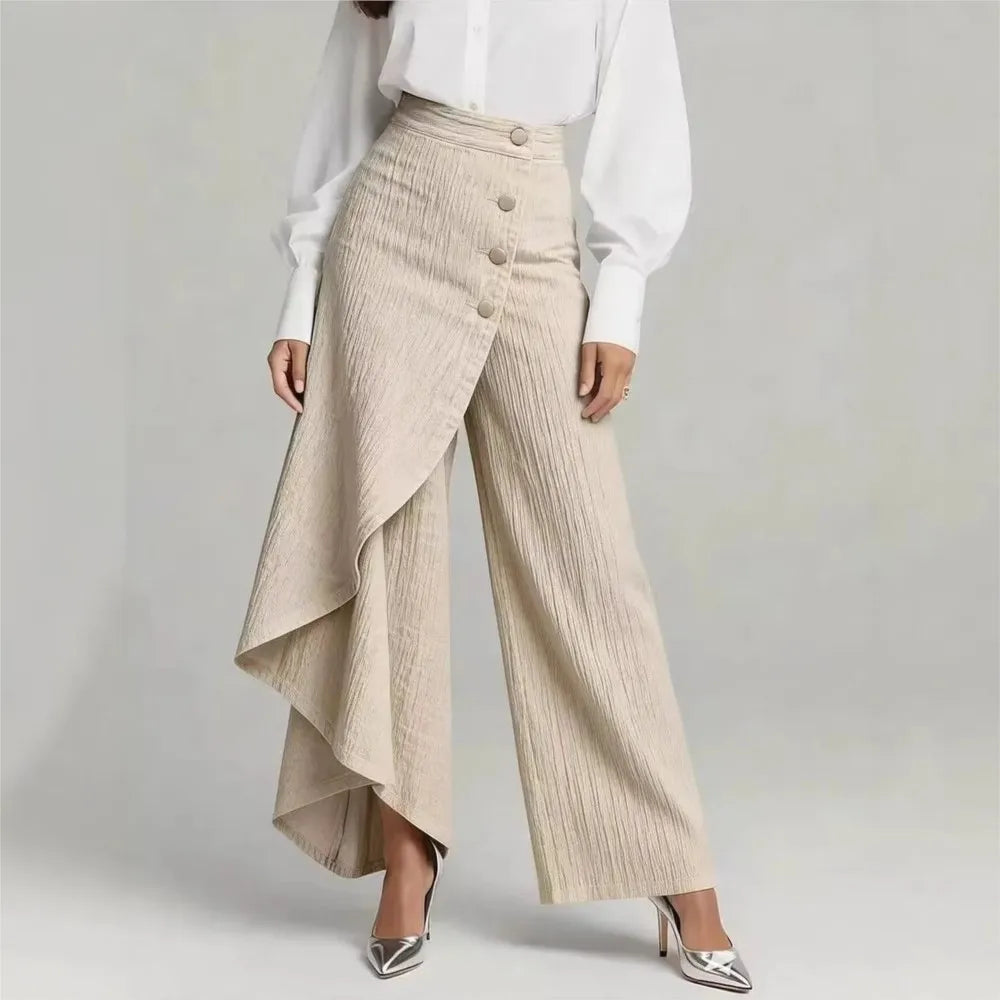 Women's Button Hem Denim Trousers