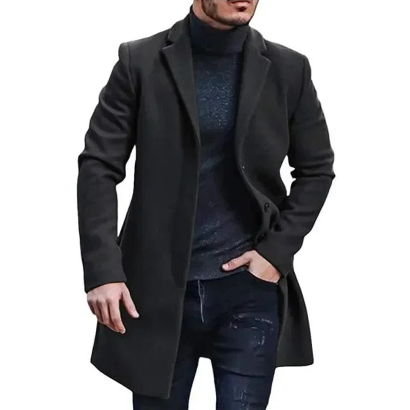 Men's Knitted Longline Coat – Button Front