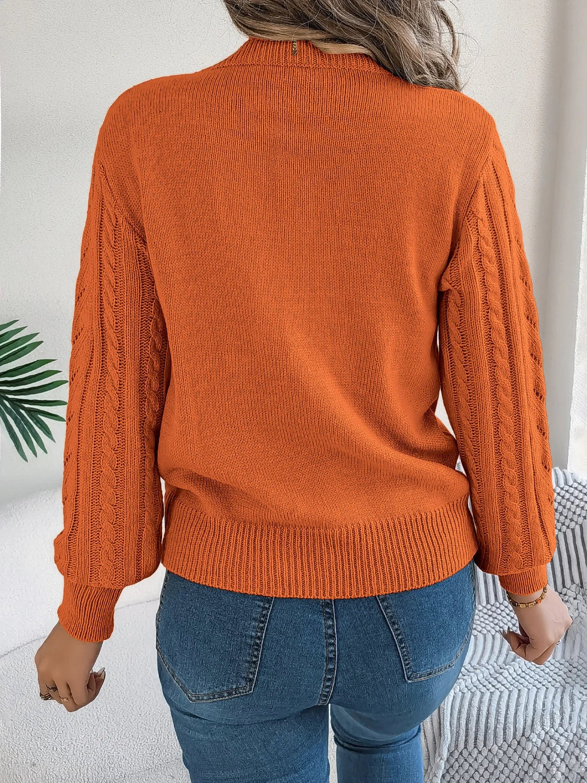 Women's Open Knit Round Neck Top